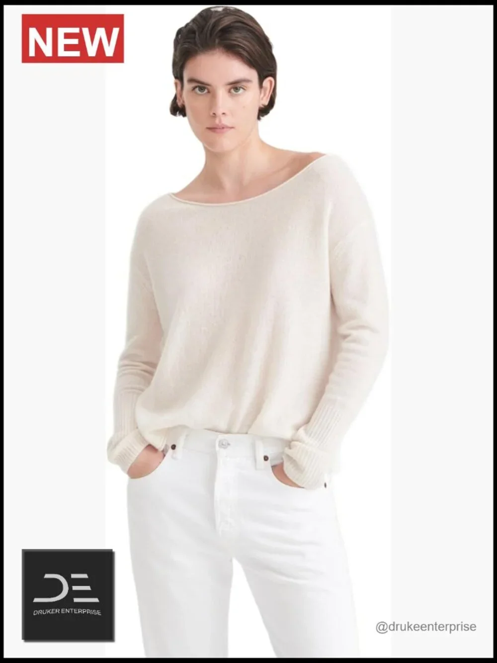 Lightweight Cashmere Boatneck Sweater Pullover